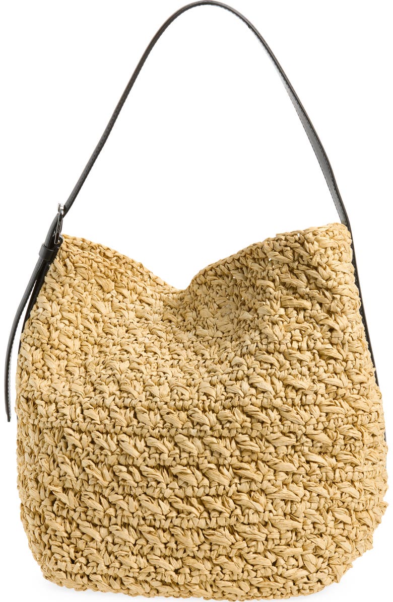 TOTEME Medium Belted Straw Tote, Main, color, Natural