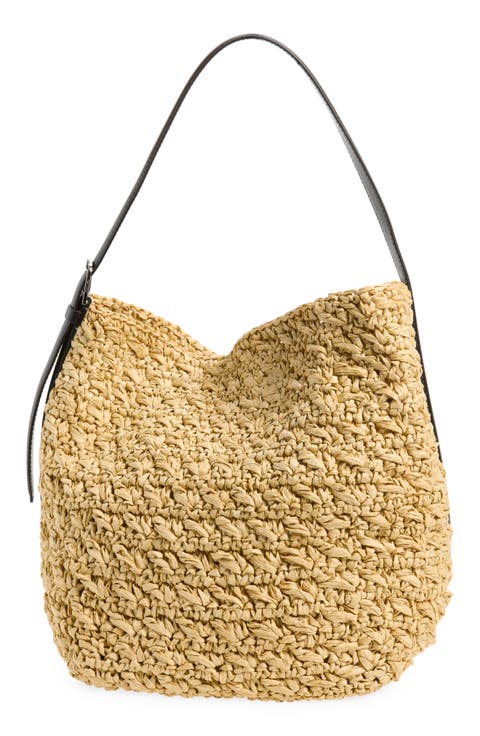 Medium Belted Straw Tote