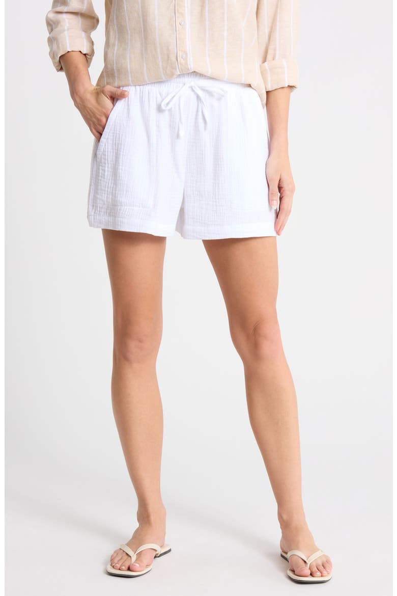 Gauze Cotton Shorts, Main, color, WHITE