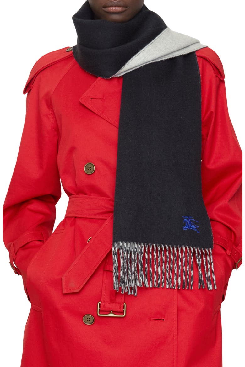Reversible EKD Embroidered Cashmere Scarf, Alternate, color, BLACK/ MITTEN GREY