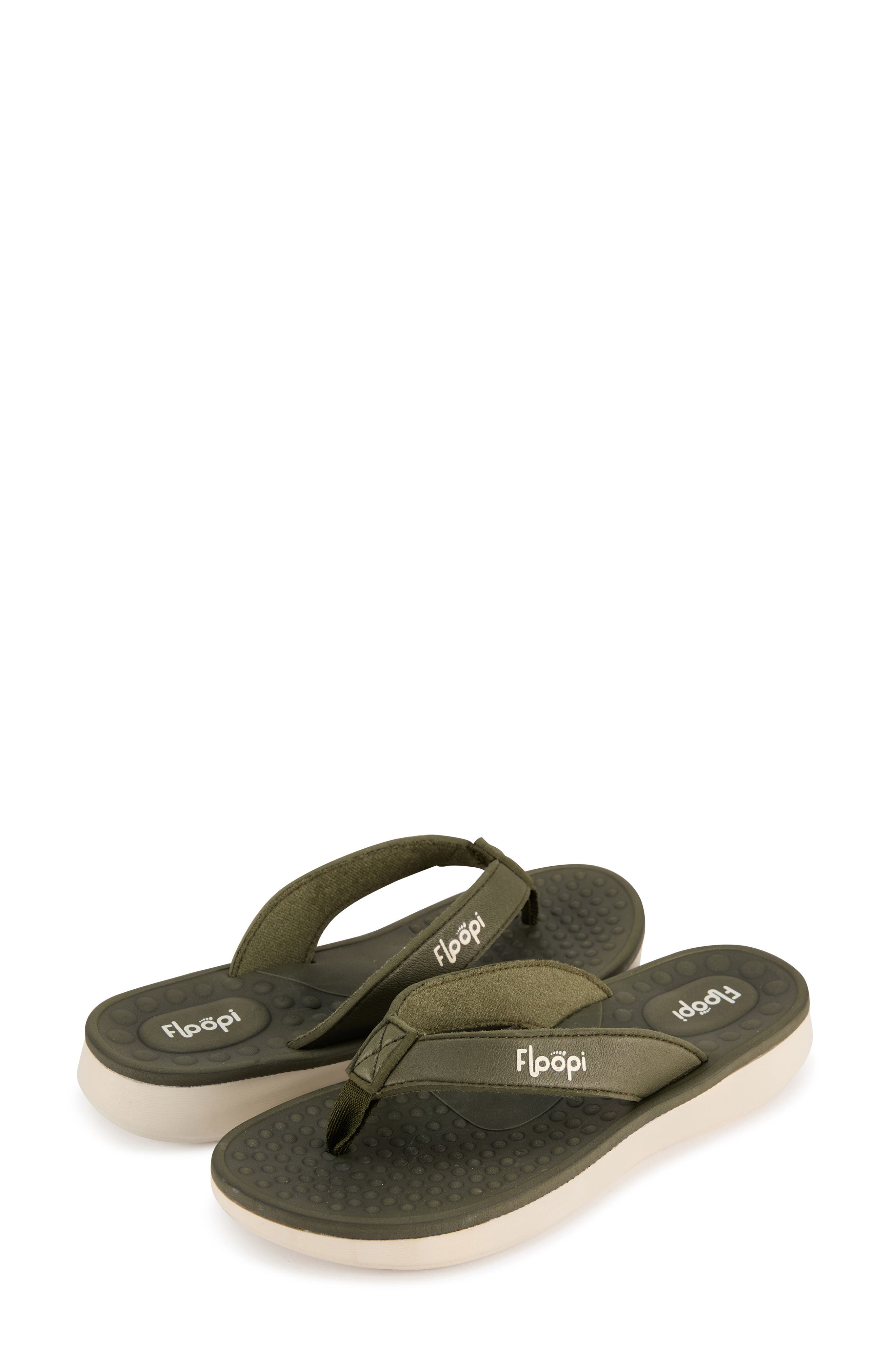 Faux Leather Thong Sandal, Alternate, color, HUNTER GREEN