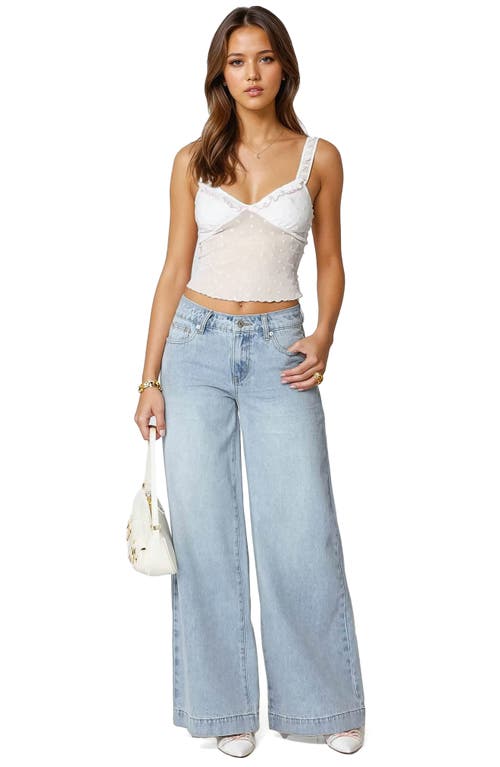 Shop Edikted Sidonie Low Rise Wide Leg Jeans In Light-blue