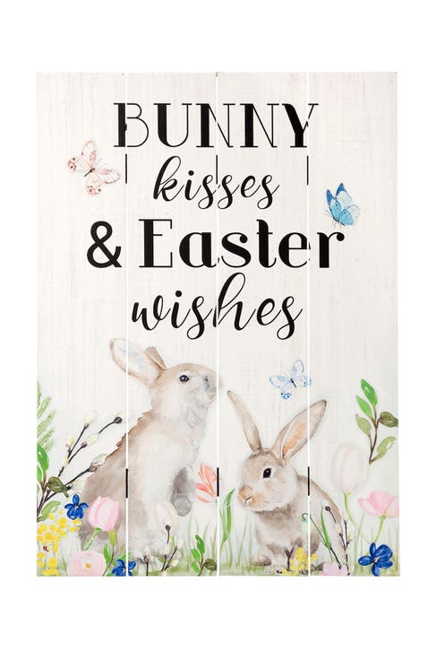 18"H Easter Wooden Bunny Door Hanger