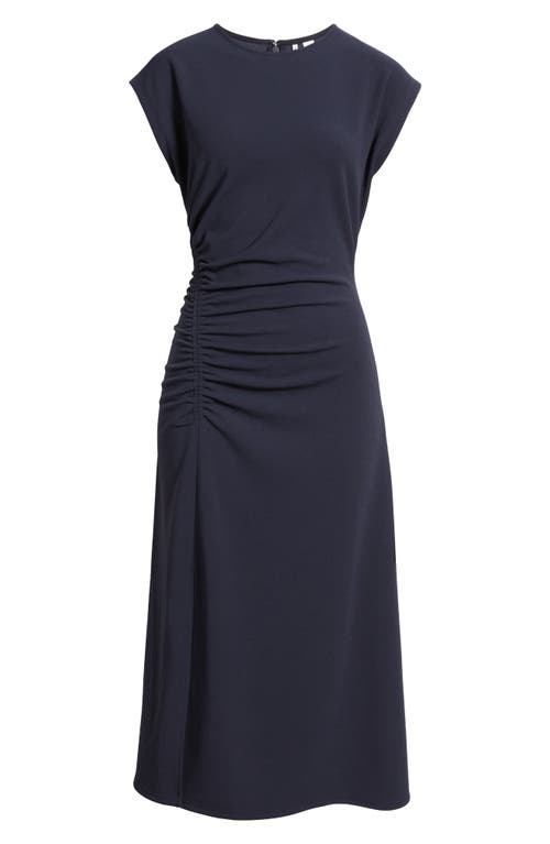 Nordstrom Side Ruched Knit Midi Dress In Blue