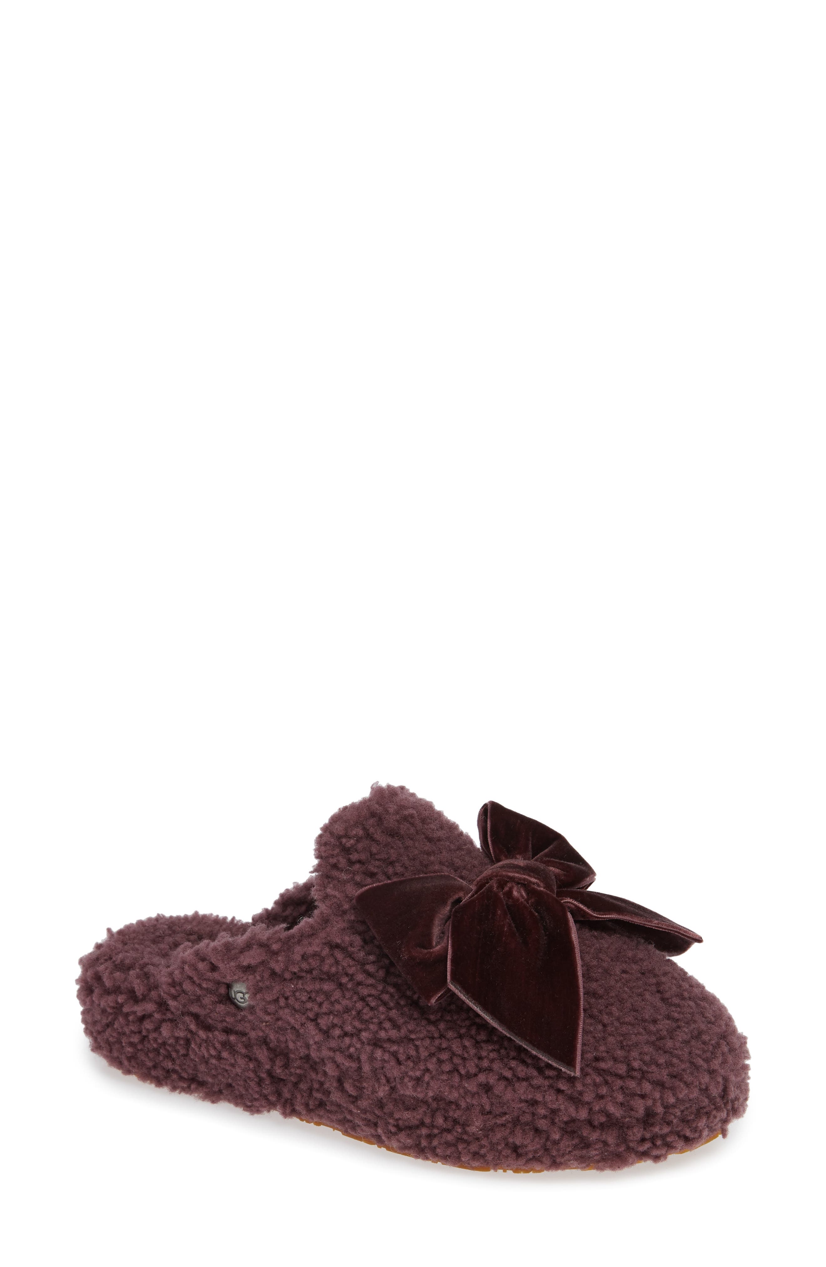 UGG<sup>®</sup> Addison Velvet Bow Genuine Shearling Slipper, Main, color, 