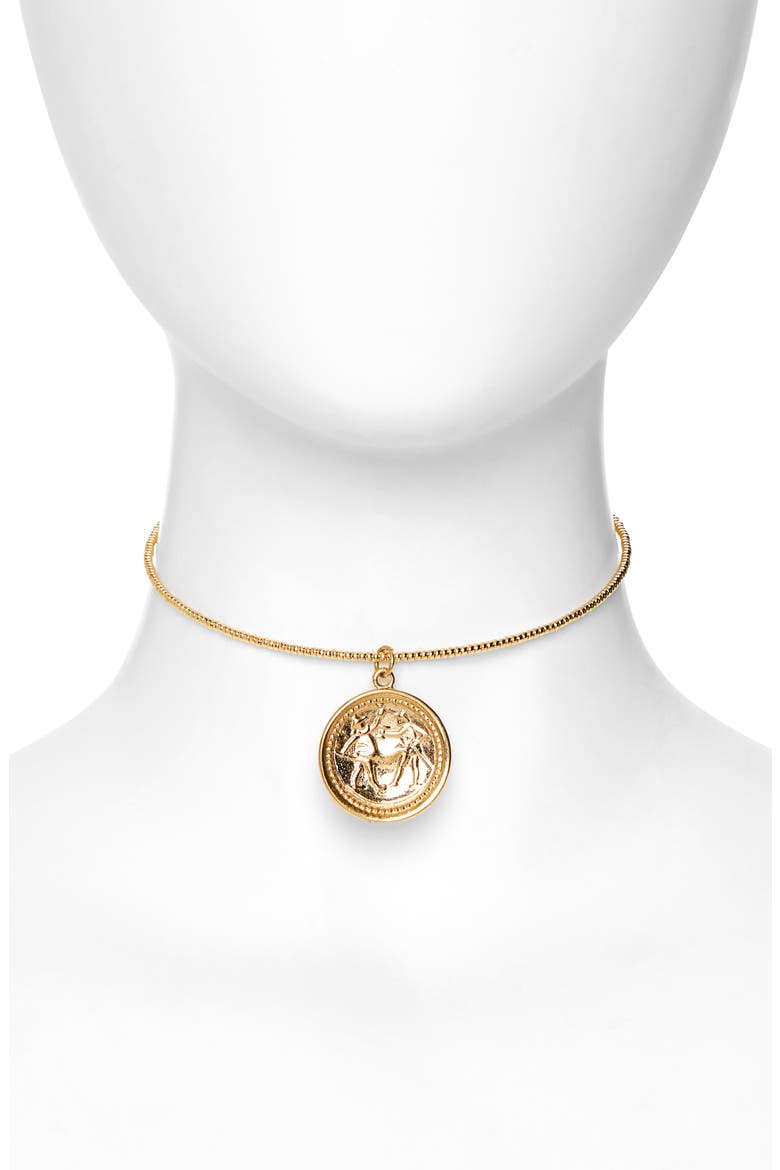 Athena Coin Choker Necklace, Main, color, GOLD