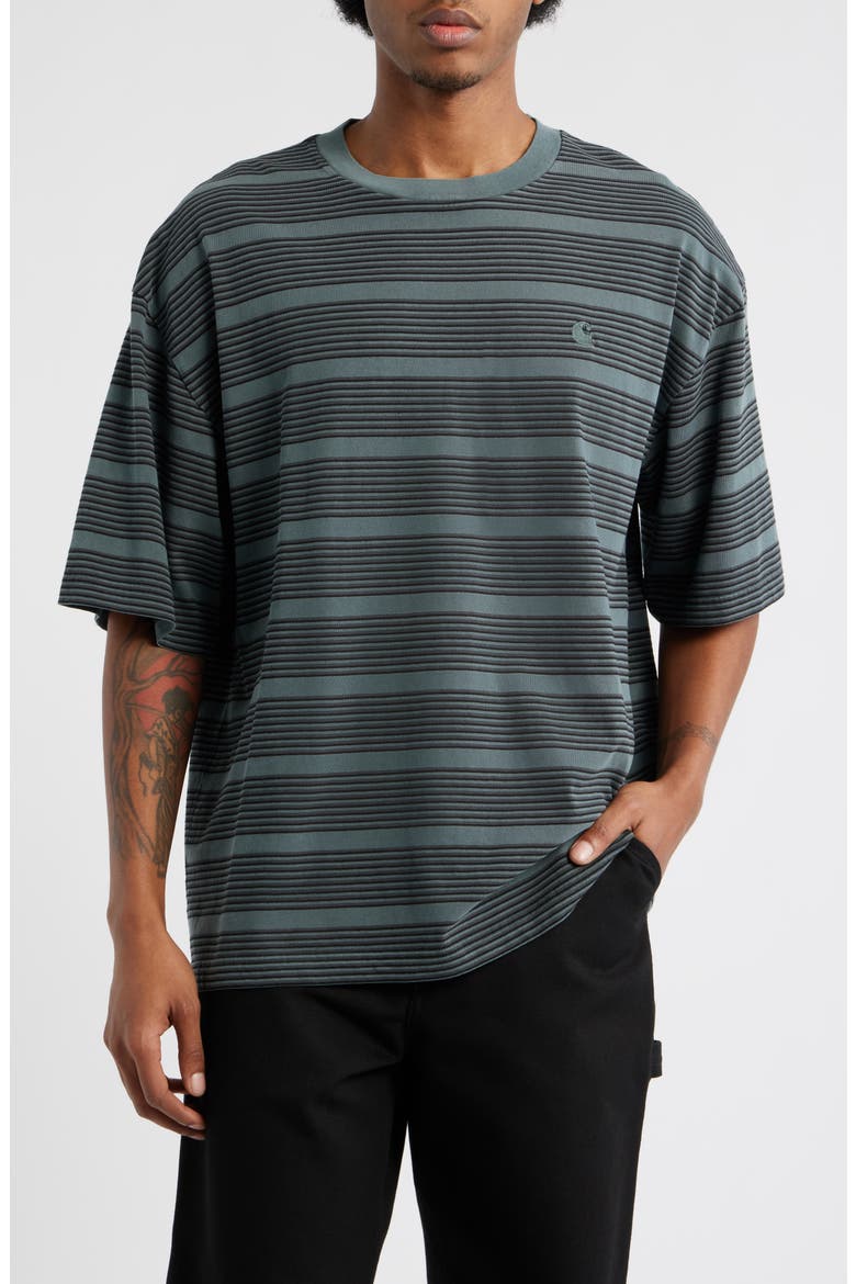 Hanson Stripe Cotton Jersey T-Shirt, Main, color, HANSON STRIPE, KALE GREEN