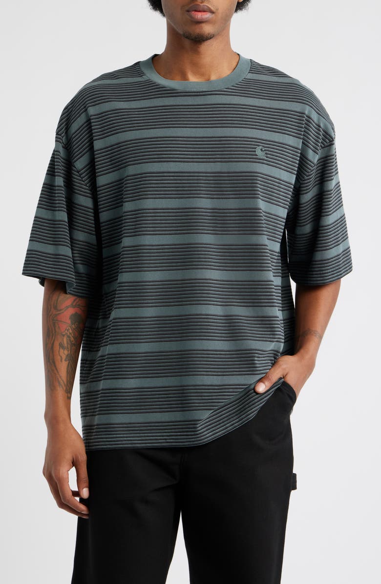 Carhartt Work In Progress Hanson Stripe Cotton Jersey T-Shirt, Main, color, Hanson Stripe, Kale Green