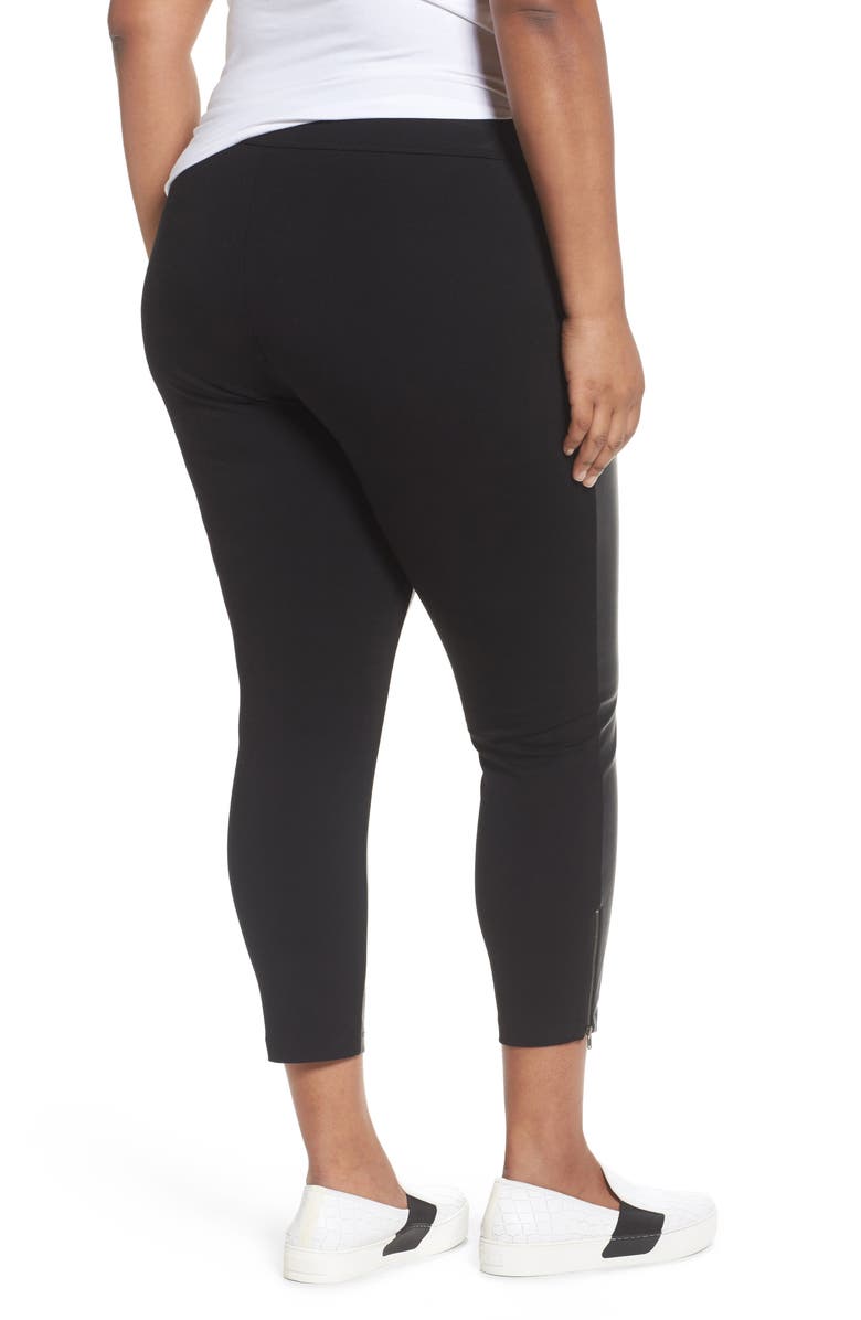 Sejour Faux Leather Front Crop Leggings, Alternate, color, 