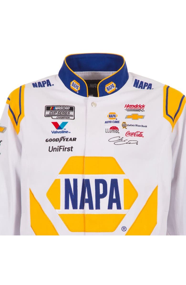 JH DESIGN Men
s JH Design White/Royal Chase Elliott NAPA Full-Snap Twill Uniform Jacket, Alternate, color, White
