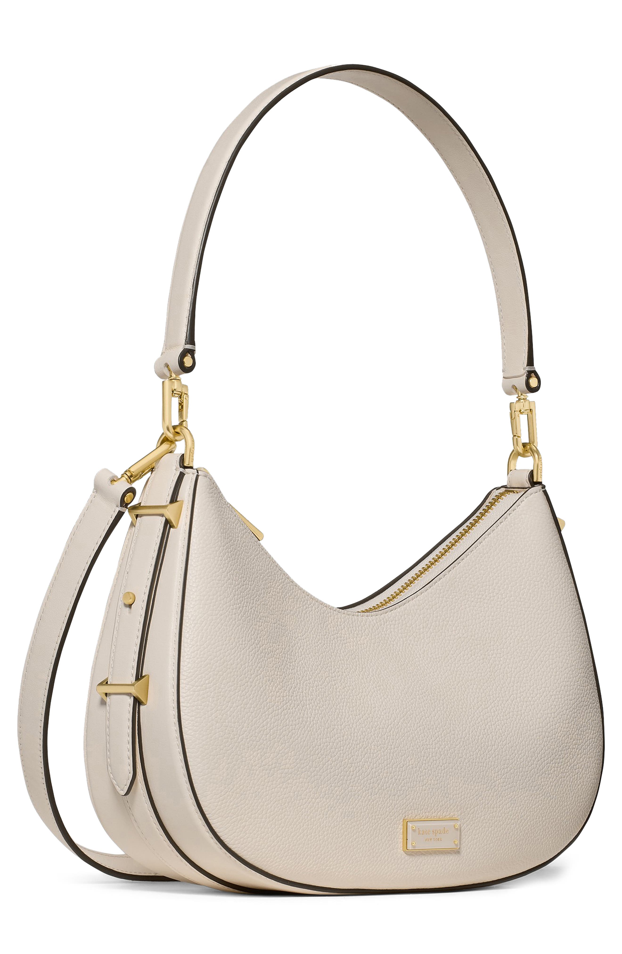 liv pebble leather convertible shoulder bag, Alternate, color, CASHEW MILK