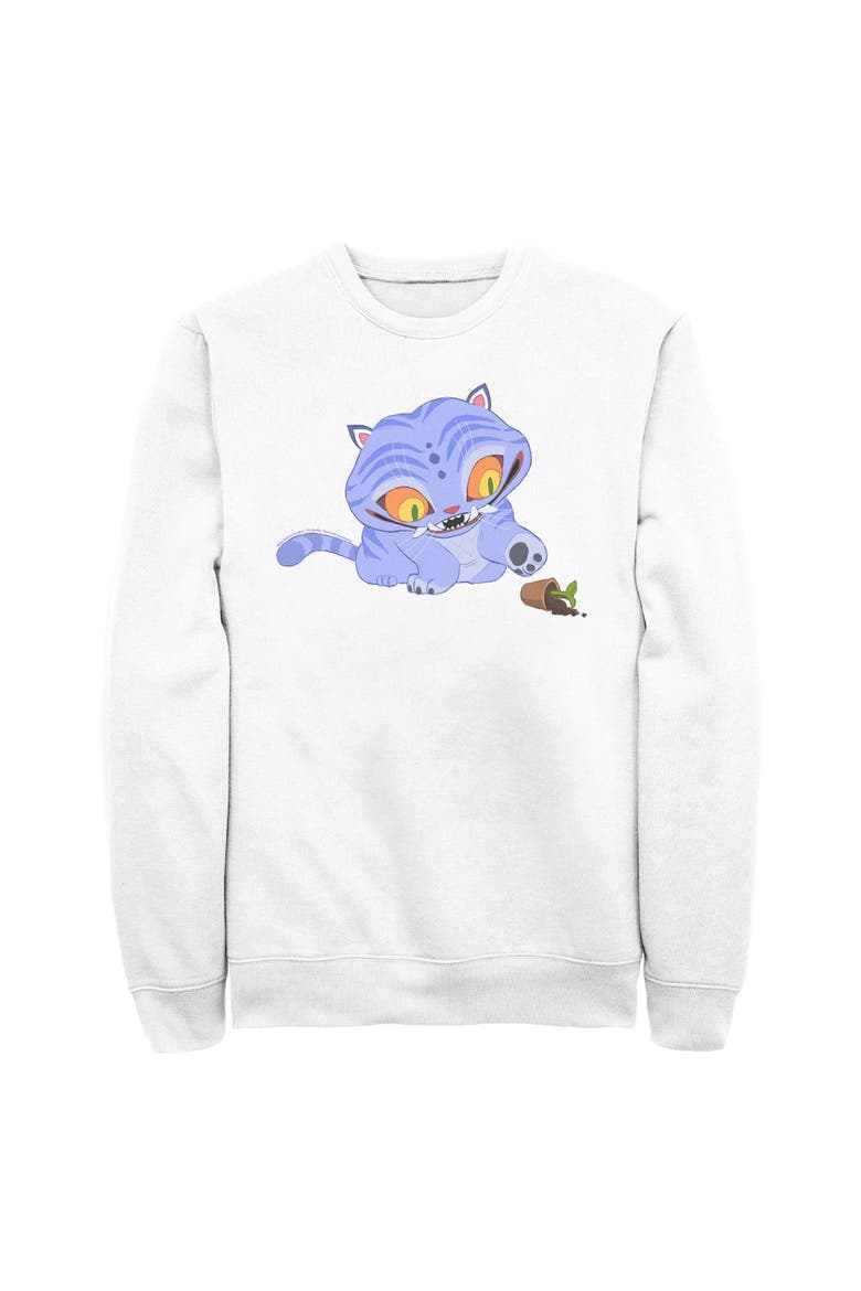 Men's Mischievous Derpy Long Sleeve Crewneck Sweatshirt, Main, color, White