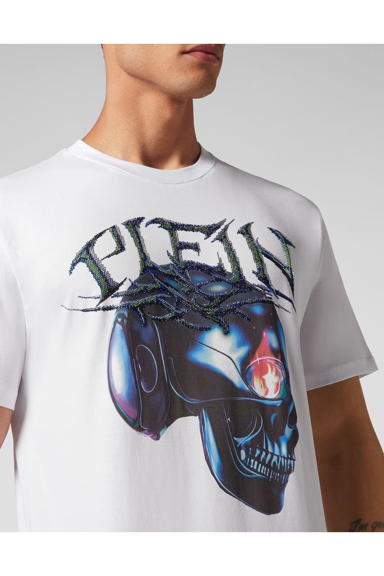 T-Shirt Round Neck Chrome Men, Alternate, color, white