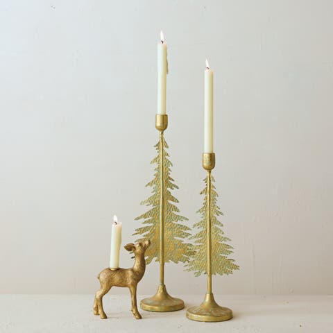 Patina Iron Tree Taper Candle Holder