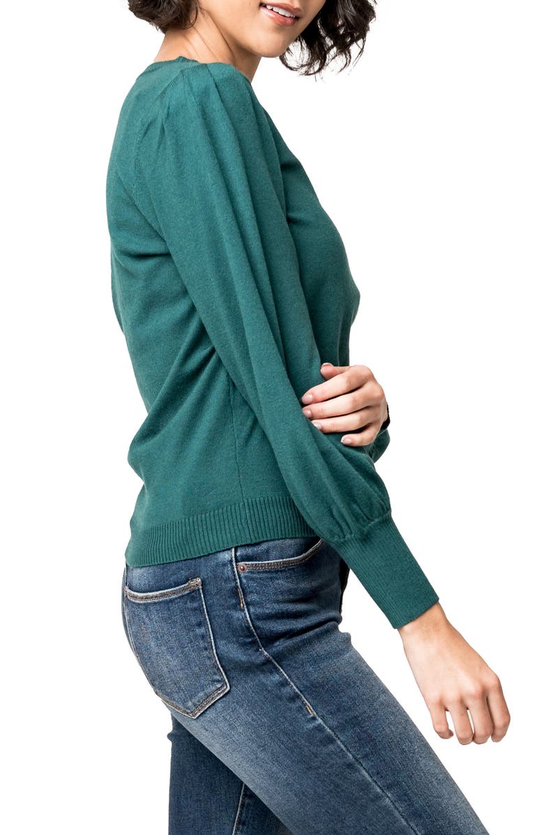 GIBSONLOOK Silver Bells Blouson Sleeve Sweater, Alternate, color, Storm