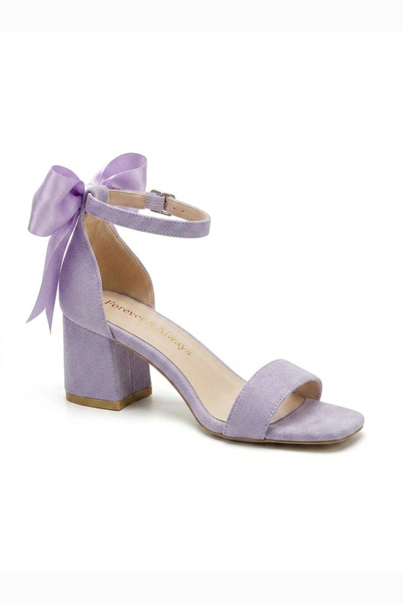 Rochelle Ivory Bridal Sandals with Ribbon, Main, color, Lilac Suede