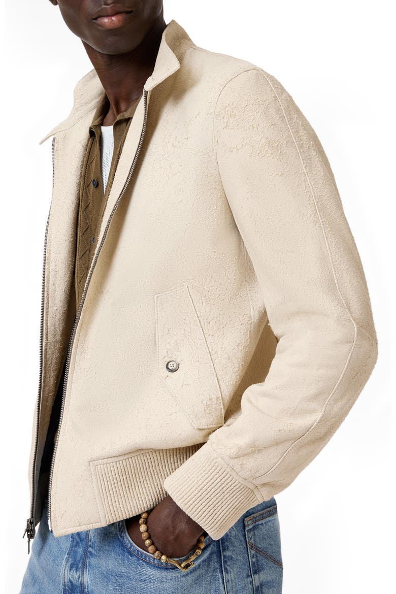 Nathan Distressed Suede Bomber Jacket, Alternate, color, SALT