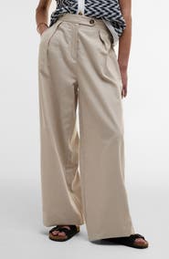 Barbour Lucy Pleated High Waist Cotton & Linen Pants