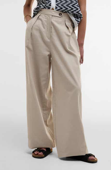 Barbour Lucy Pleated High Waist Cotton & Linen Pants