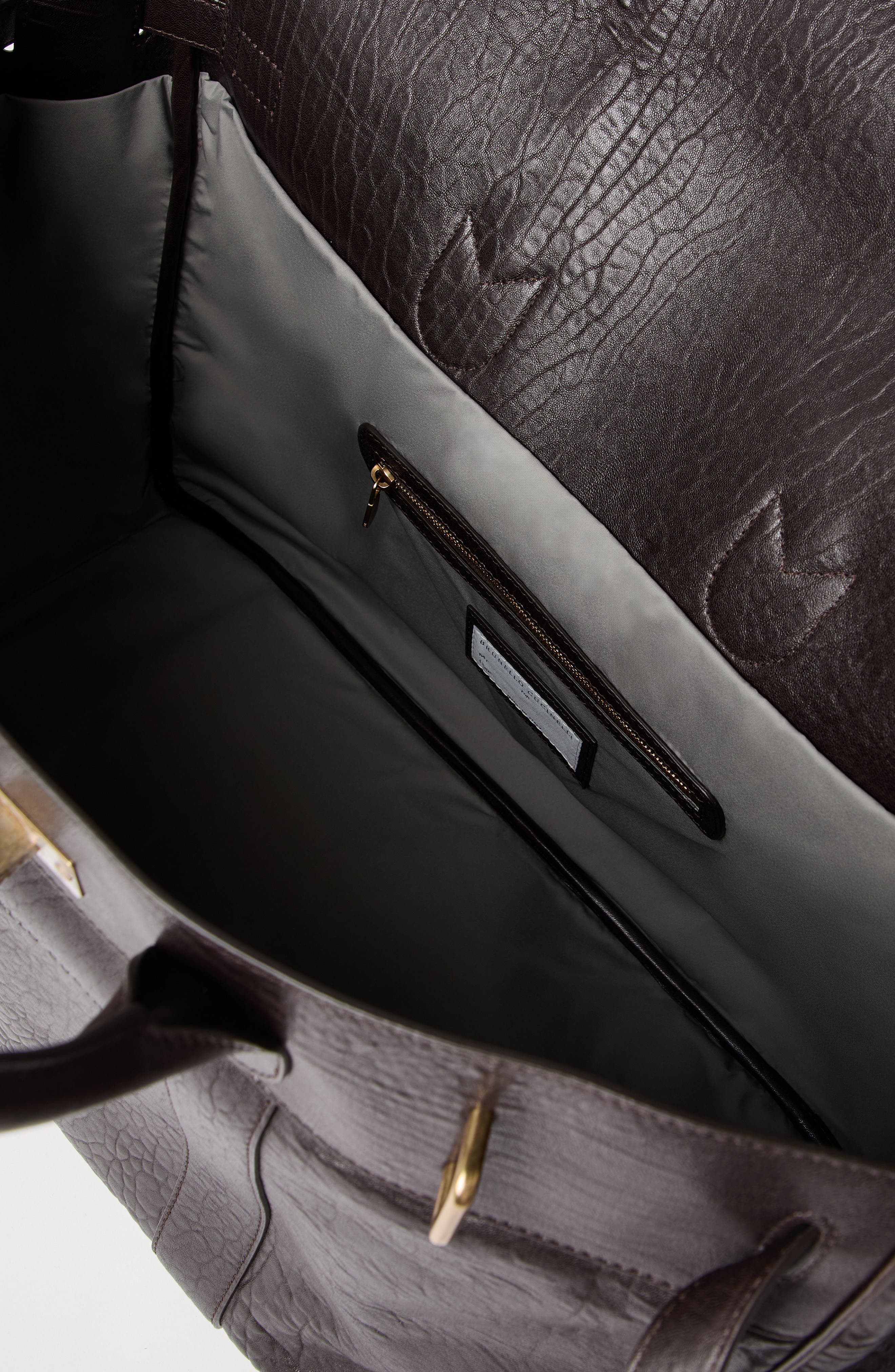 Brunello Cucinelli Leather country bag, Alternate, color, Brown