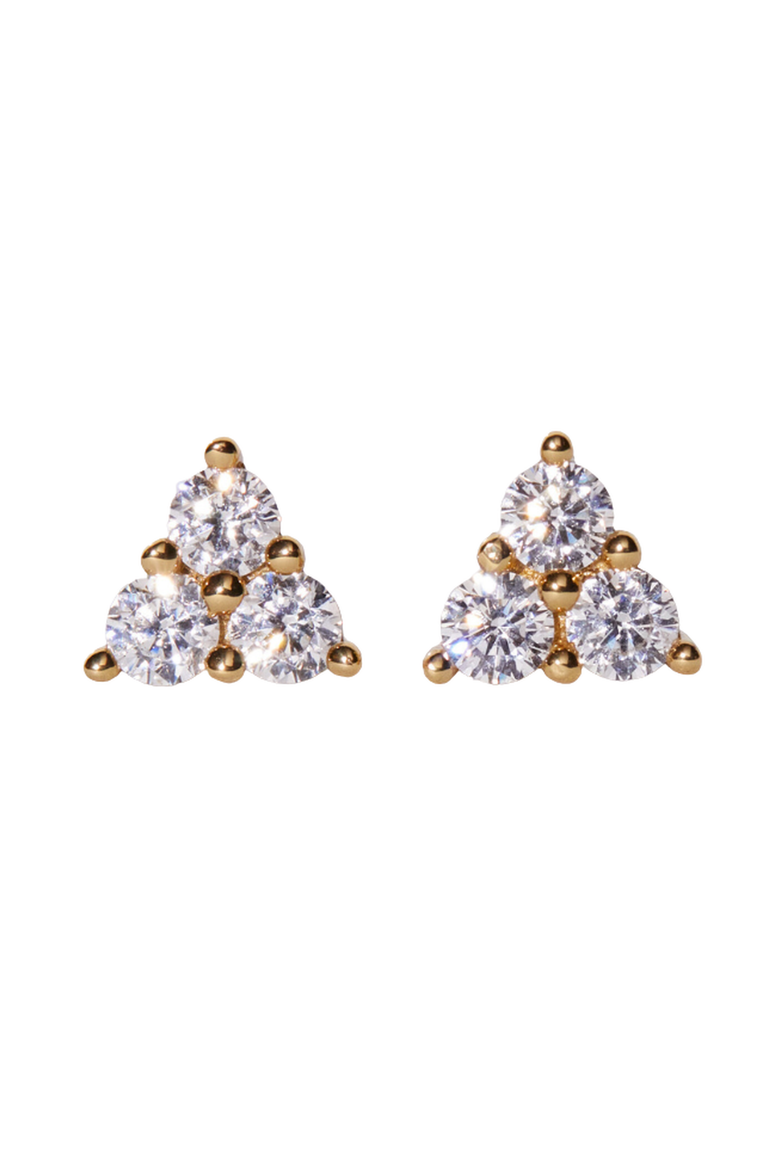 Lab Grown Sapphire Trinity Stud Earrings, Alternate, color, Yellow Gold Vermeil