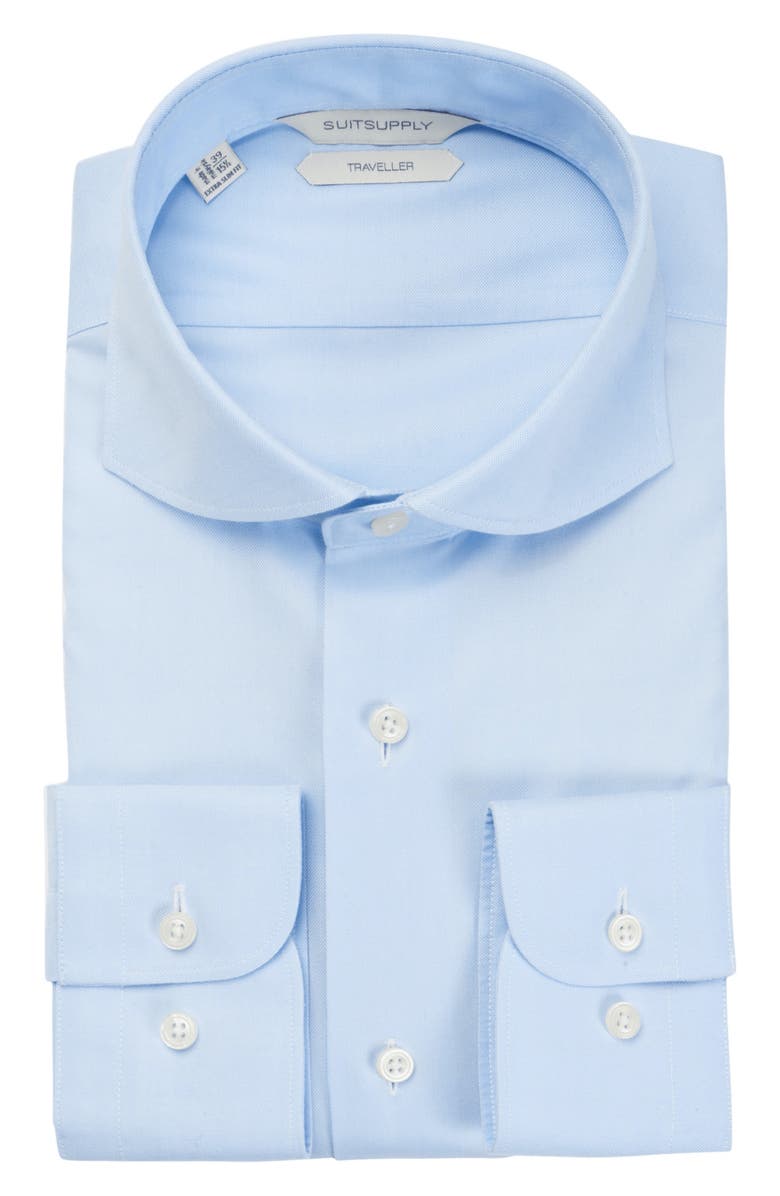 Suitsupply Traveler Slim Fit Blue Button-Up Dress Shirt, Main, color,