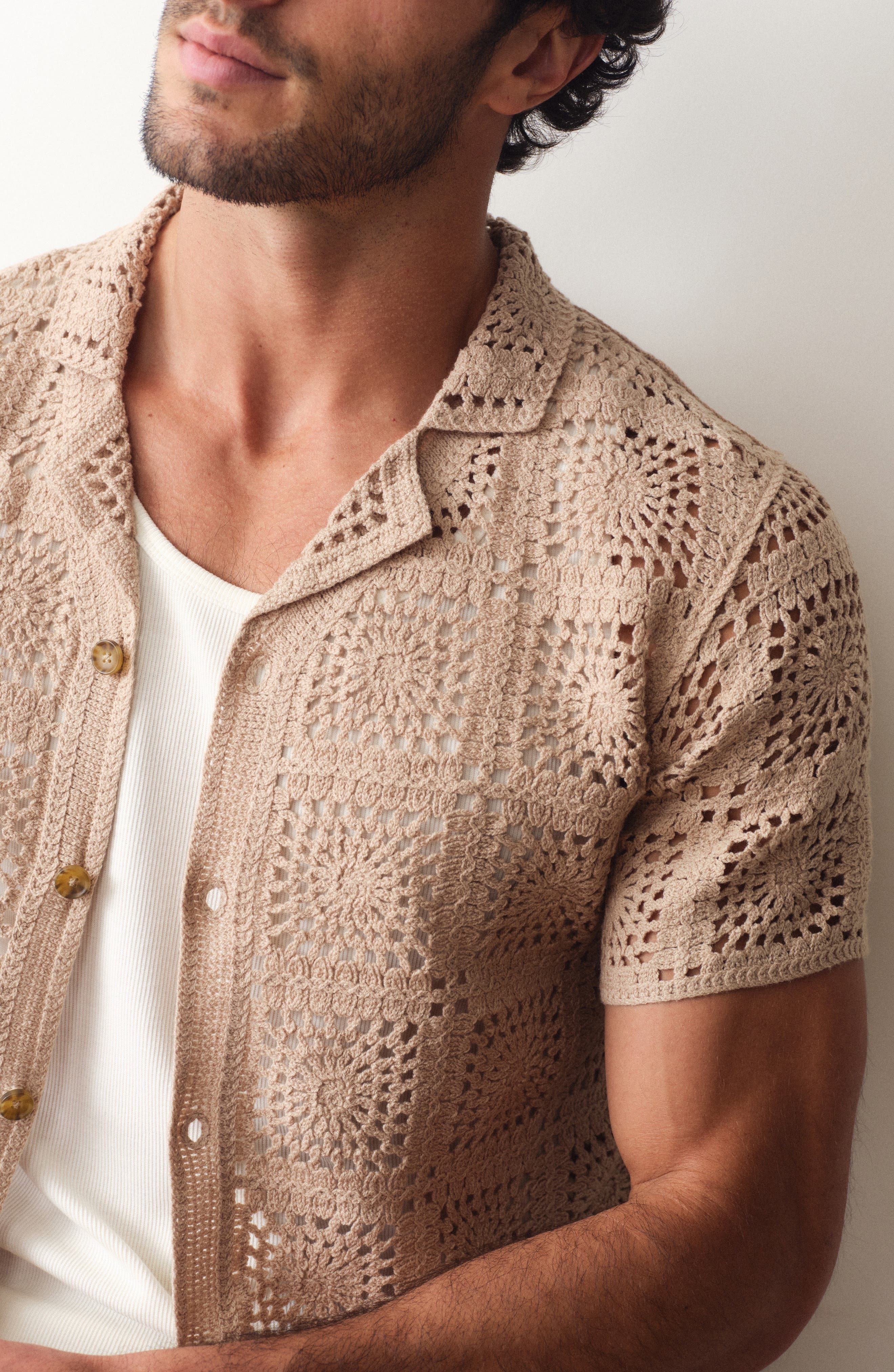 Callum Open Stitch Short Sleeve Button-Up Shirt - image 2