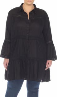 BOHO ME Lace Inset Long Sleeve Cover-Up Shirtdress