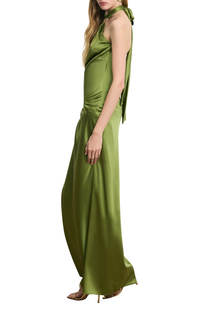 Veronica Beard Izaren Halter Neck Silk Blend Dress, Alternate, color, Cactus