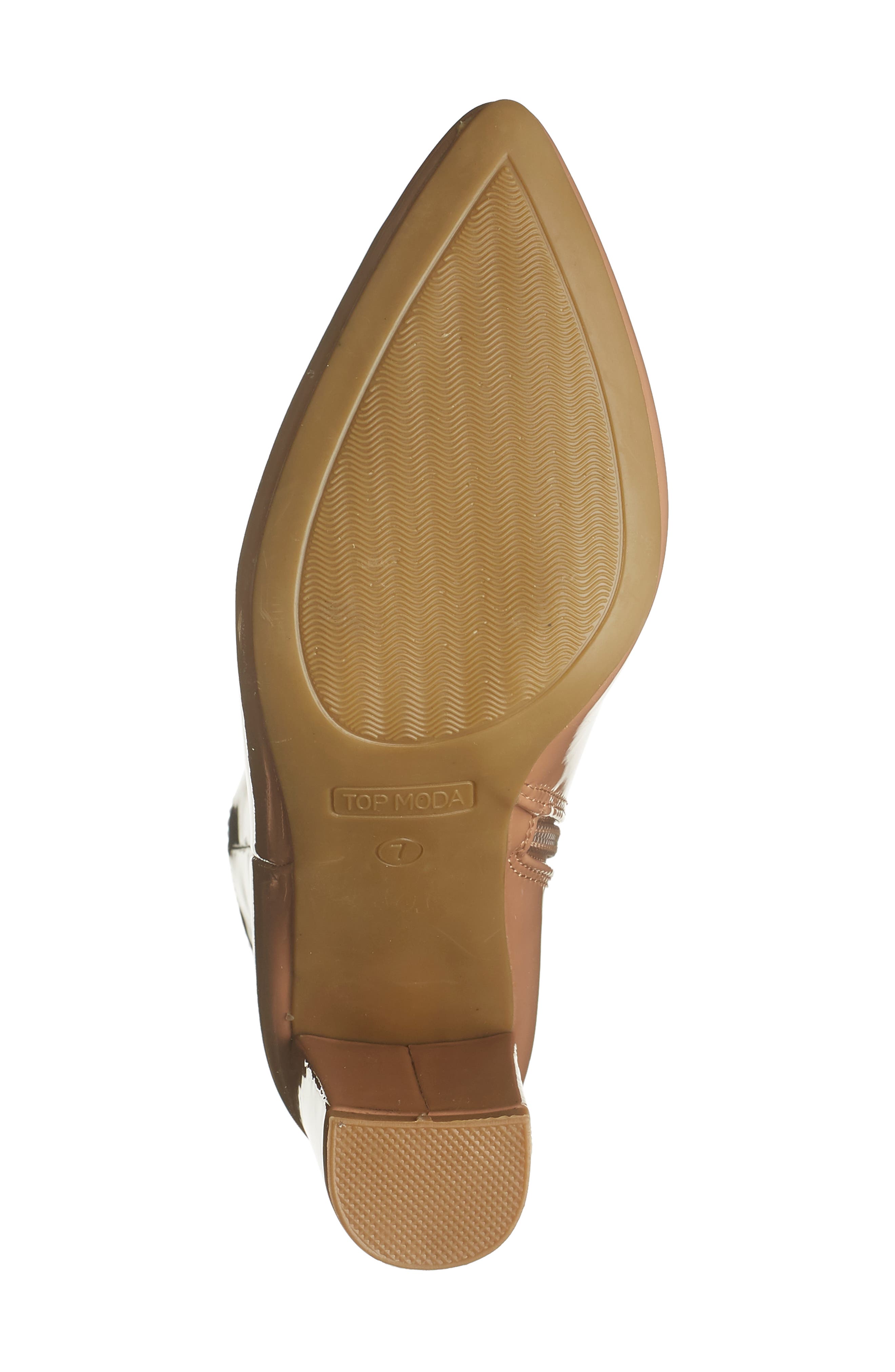 TOP GUY Brazil Patent Block Heel Bootie, Alternate, color, CAMEL PAT