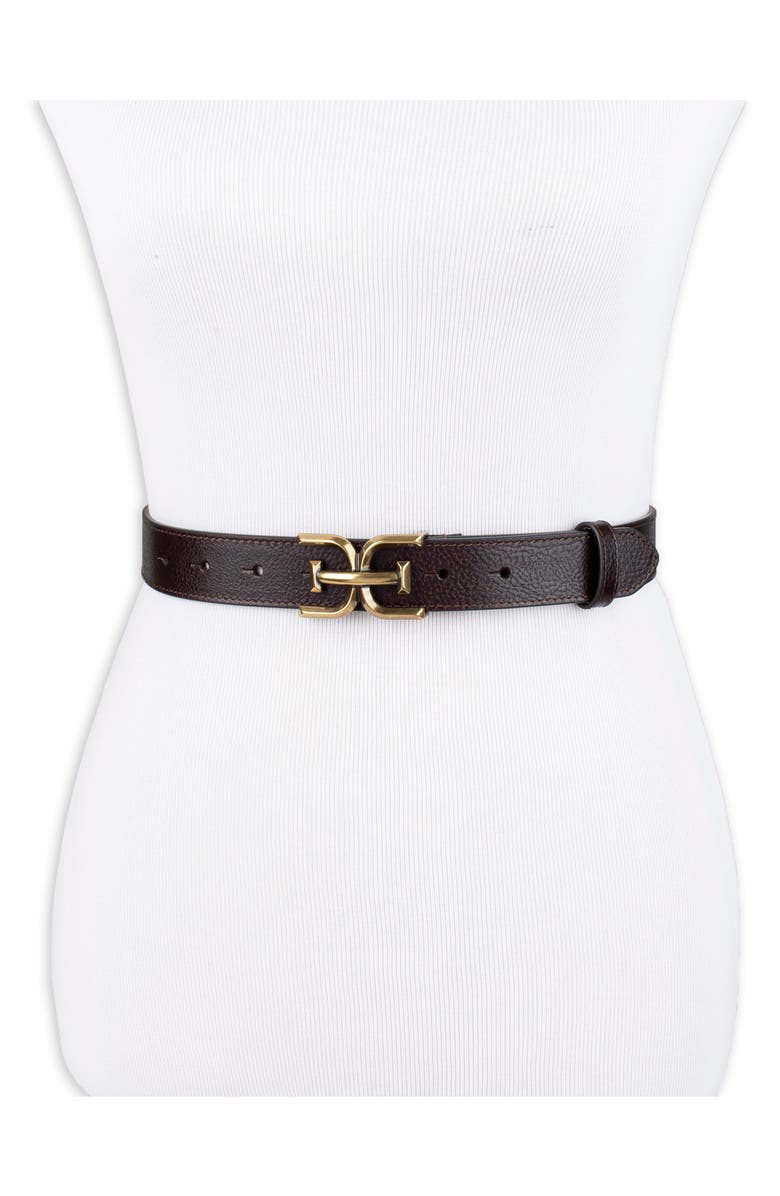 Logo Buckle Leather Belt