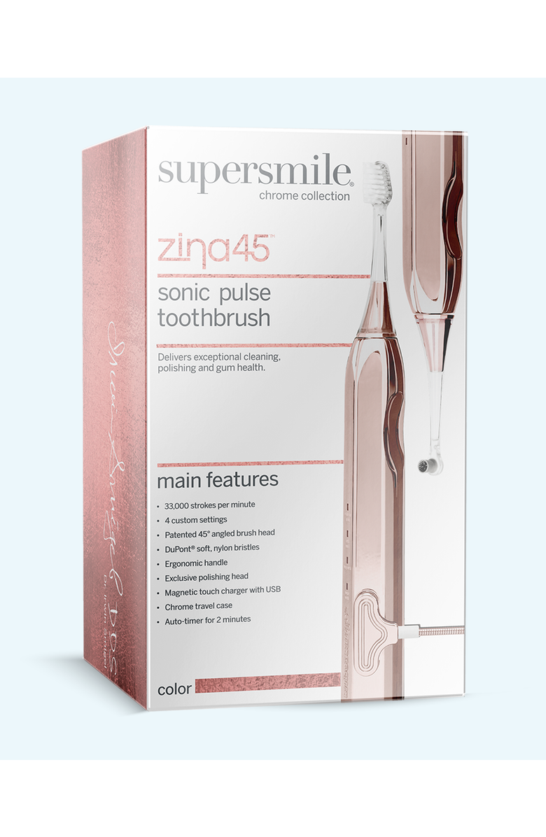 Supersmile Zina45 Sonic Pulse Toothbrush with case, Alternate, color, Chrome Rose