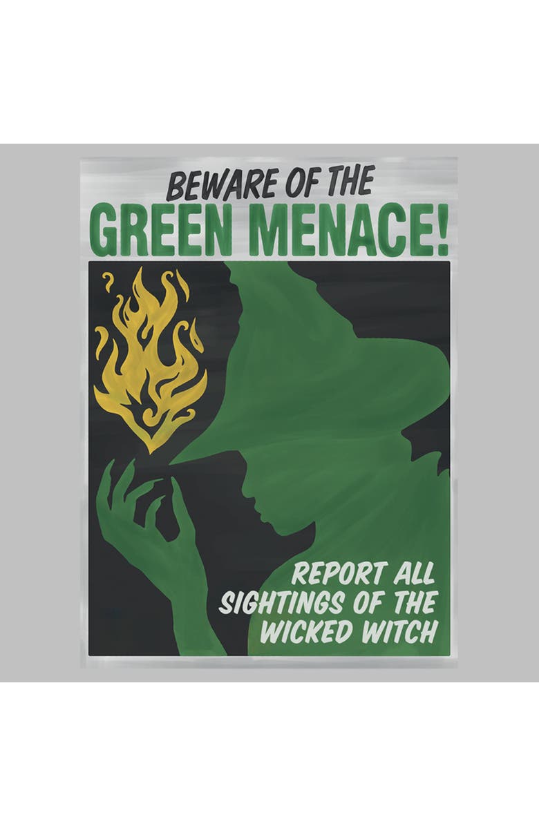 Wicked: For Good Women's Wicked For Good Elphaba Beware of the Green Menace Graphic T-Shirt, Alternate, color, Athletic Heather