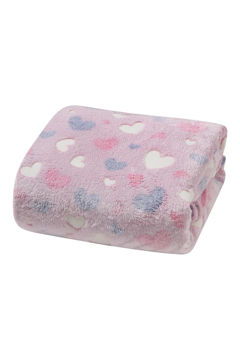 Glow in the Dark Fleece Throw Blanket, Main, color, HEART AND STARS