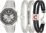 True Religion 4-Piece Watch and Bracelets Set