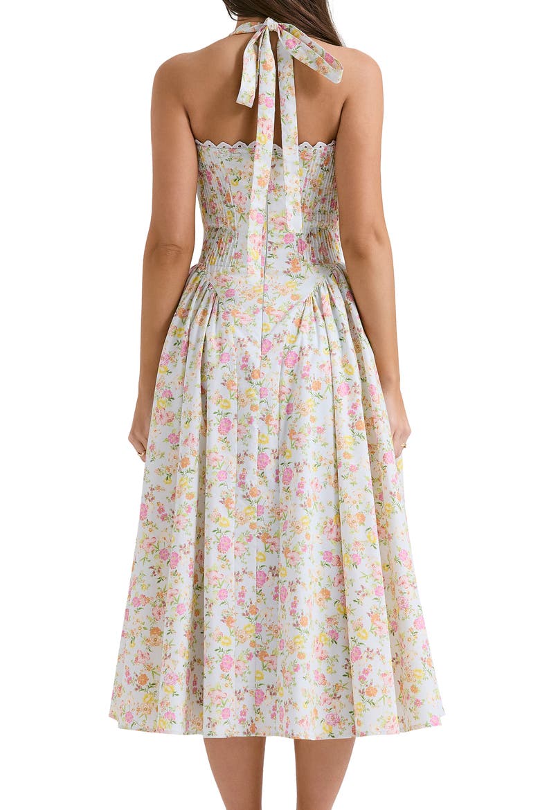 Adabella Floral Pleated Halter Sundress, Alternate, color, FLORAL PRINT