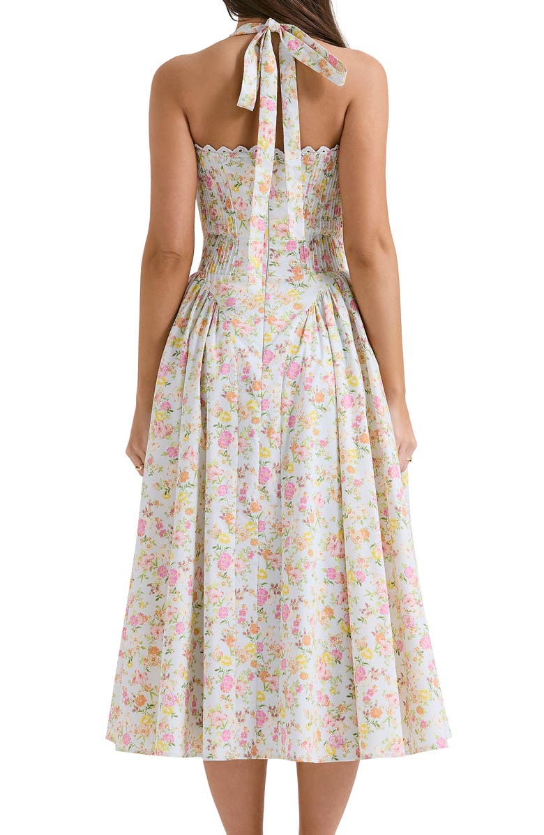Adabella Floral Pleated Halter Sundress