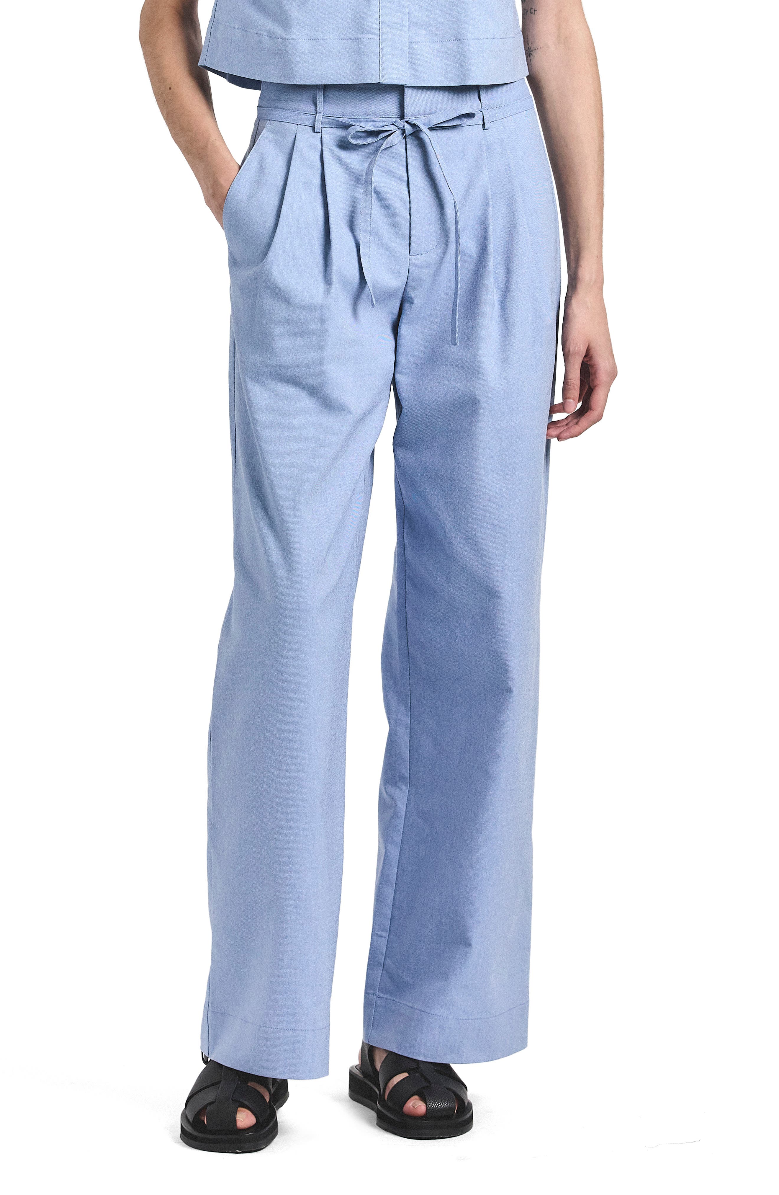 Derek Lam Felicity Pleated Tie Waist Wide Leg Pants
