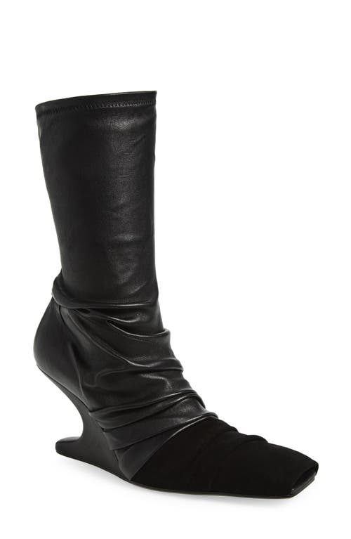 Rick Owens Cantilever Mixed Media Boot In Black