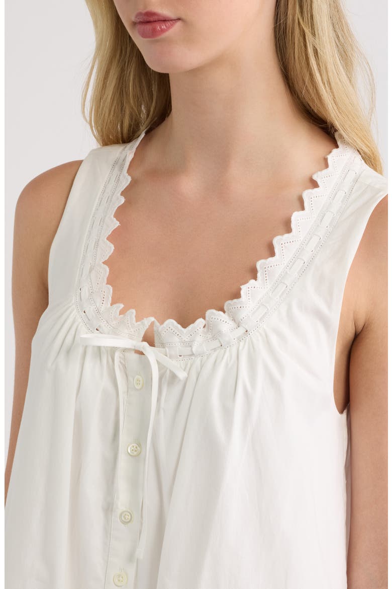 The Serene Eyelet Trim Cotton Minidress, Alternate, color, WHITE