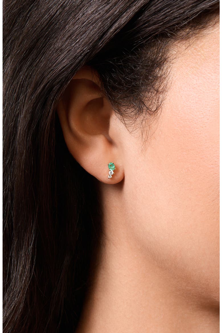 El Mar 18K Yellow Gold Emerald & Diamond Stud Earrings, Alternate, color, 18K YELLOW GOLD