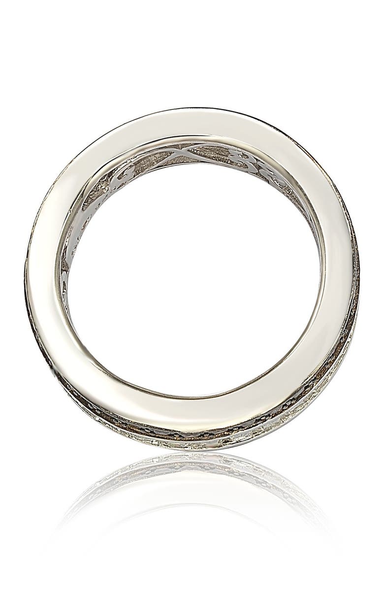 SUZY LEVIAN Sterling Silver Chocolate & White Baguette CZ Band, Alternate, color, Brown