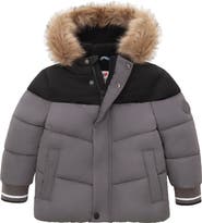 Rokka&Rolla Fleece Lined Puffer Coat with Removable Trim