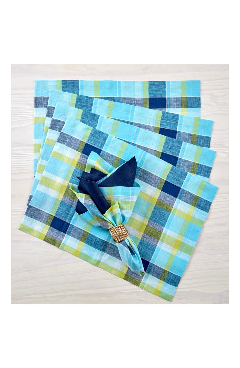 Solino Home Linen Placemats - Summer Madras Plaid, 14" x 19", Alternate, color, 