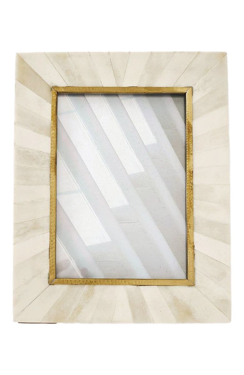 Matr Boomie Mukhendu Picture Frame - Bone, Brass Inlay, Main, color, White