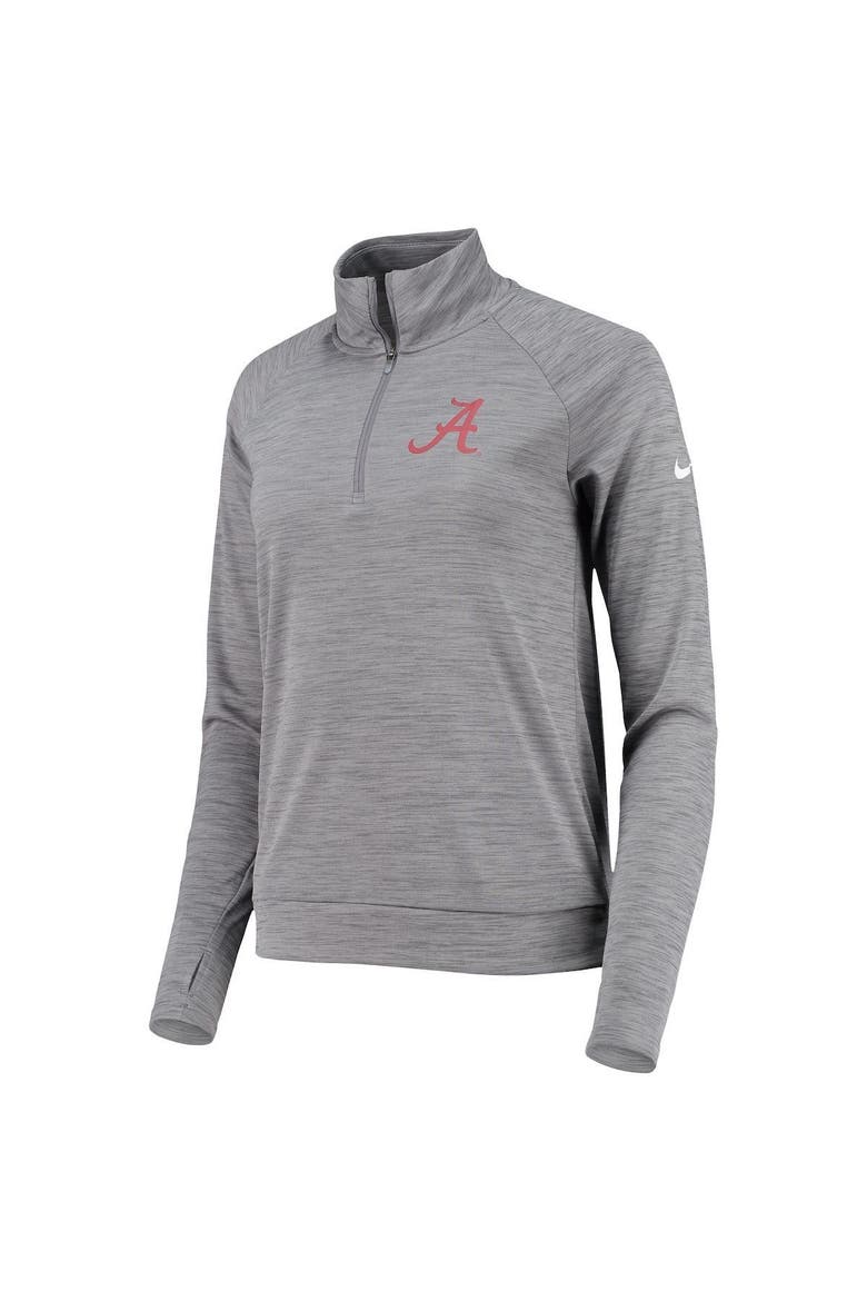 Women's Nike Heathered Gray Alabama Crimson Tide Pacer Raglan Performance Quarter-Zip Jacket, Alternate, color, Heather Gray