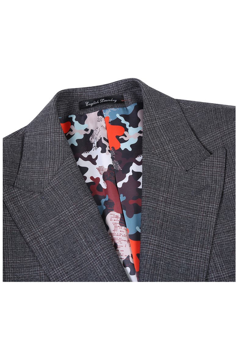 Plaid Trim Fit Peak Lapel Wool Blend Two-Piece Suit, Alternate, color, BROWN