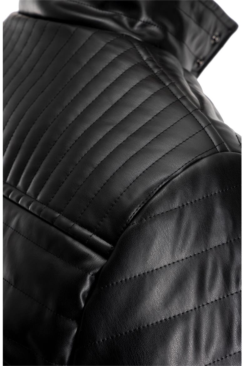 Quilted Faux Leather Jacket, Alternate, color, BLACK