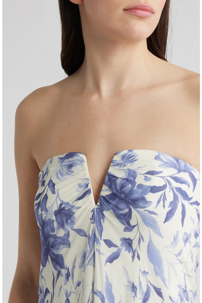 The Emerson Floral Strapless Maxi Dress, Alternate, color, ARCTIC ICE