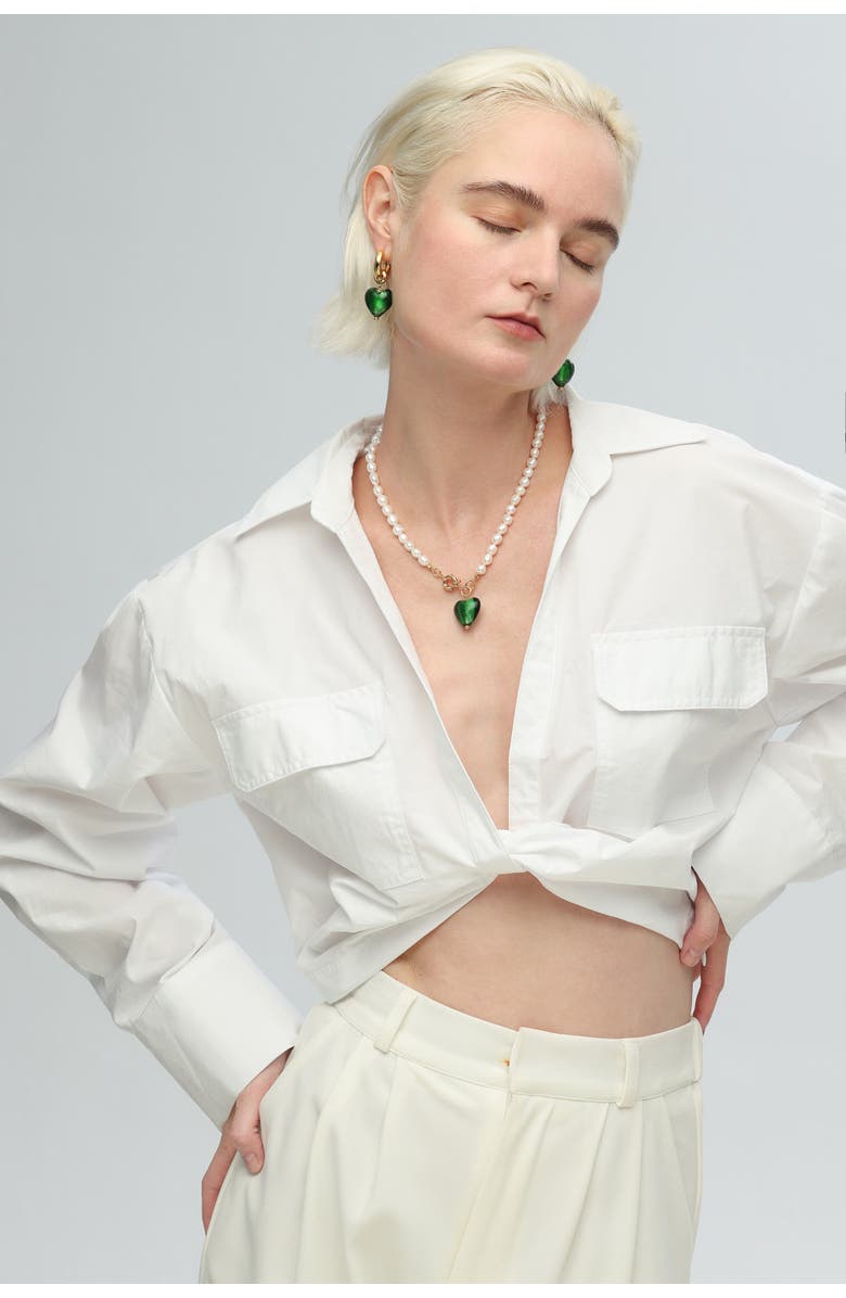 Classicharms Esmée Glaze Heart Dangle Earrings, Alternate, color, Green